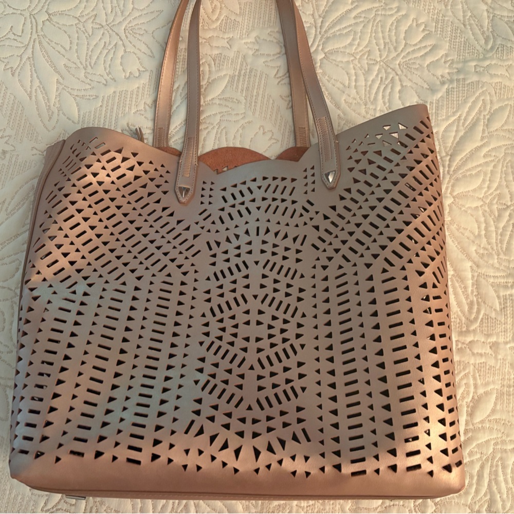Stella & Dot Tan Tote Bag with Woven Design